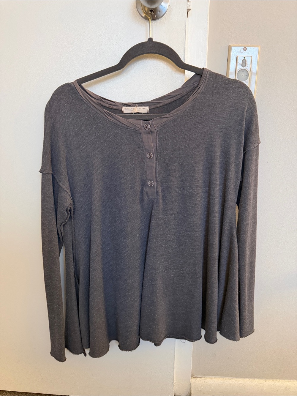Urban Outfitters Charcoal Long-Sleeve Henley